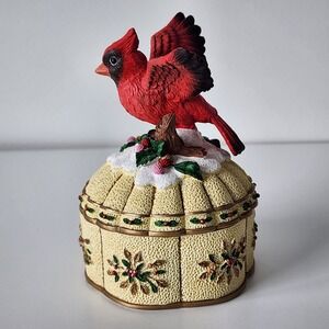 Red Cardinal Wings of Love Musical Trinket Box Christmas Music Song Homestead